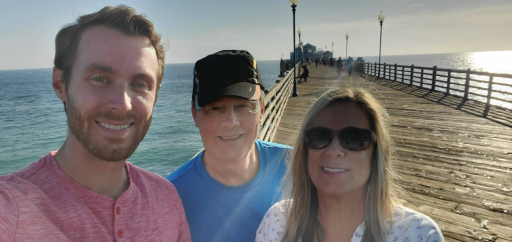 Zach, mom, and dad, at Oceanside pier