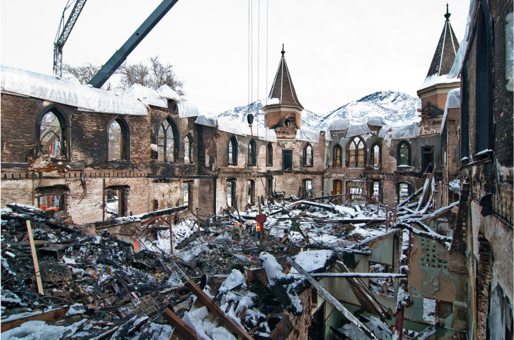 Provo tabernacle in ashes